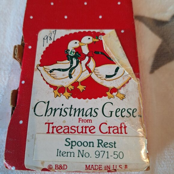 Christmas Geese From Treasure Craft Made in USA Spoon Rest 971-50 1987 - Picture 3 of 8